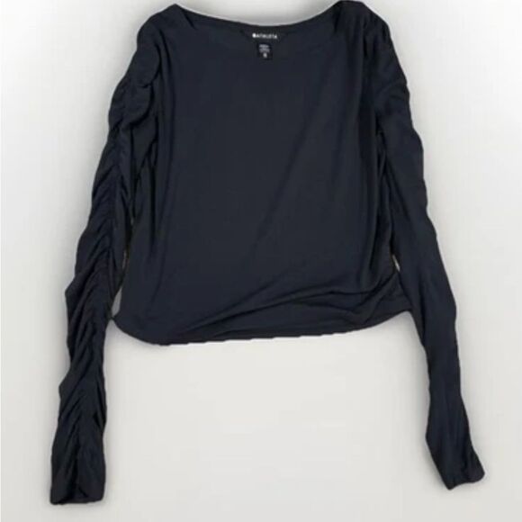 Athleta Black All Around Ruched Sleeve Long Sleeve Top Women’s XS - Picture 1 of 7